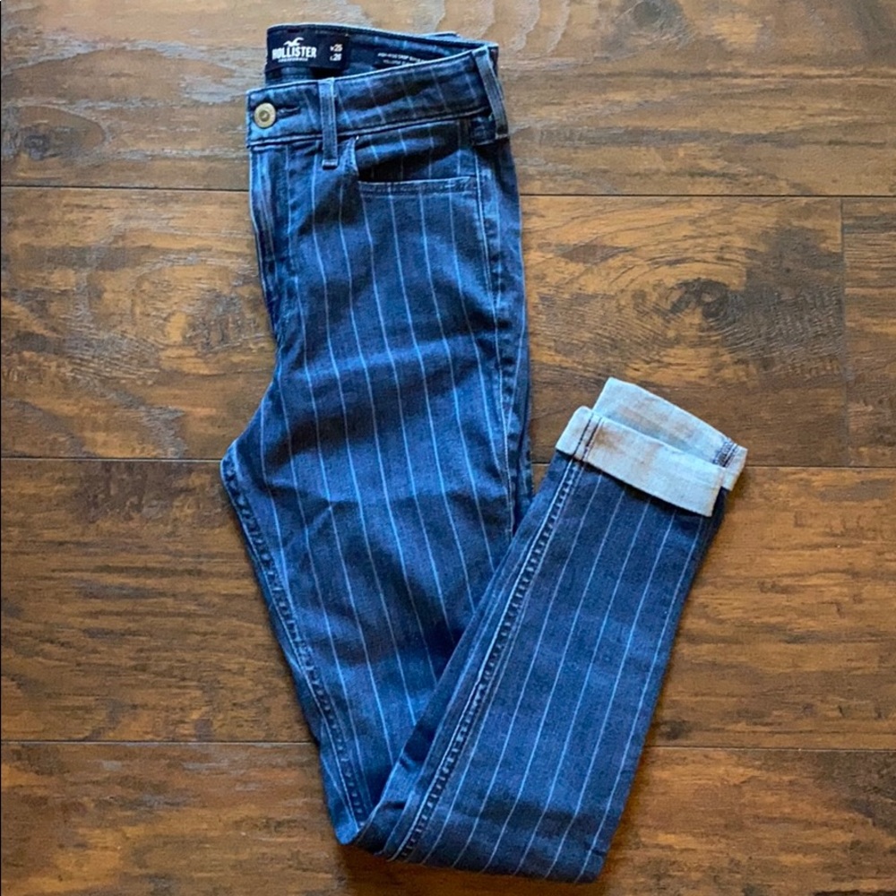 Hollister blue denim striped pants